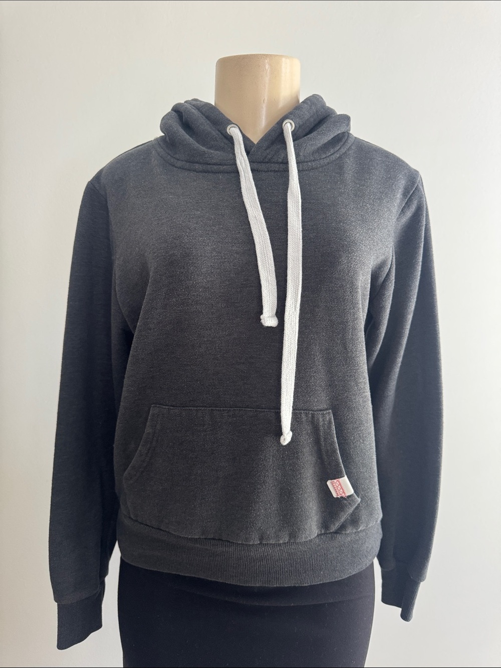 Women’s Charcoal Crewneck Hoodie with Contrast Drawstring